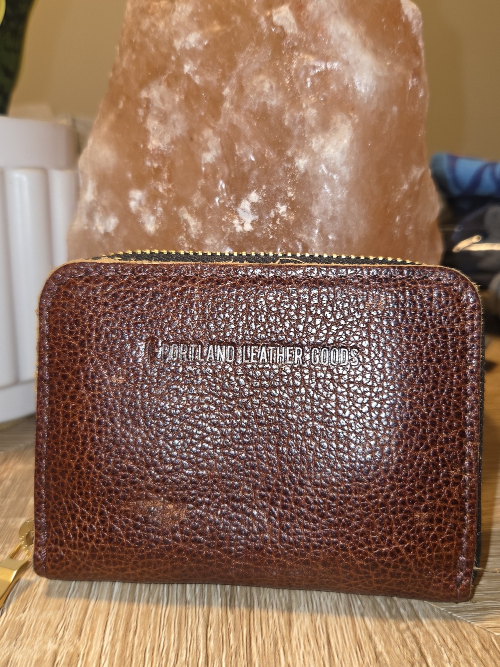 Portland Leather Small Zip Wallet In Nutmeg- Full Grain Leather